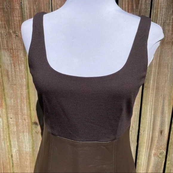 TERI JON SPORTSWEAR Brown Mixed Media Sleeveless Dress 6 - Picture 15 of 15
